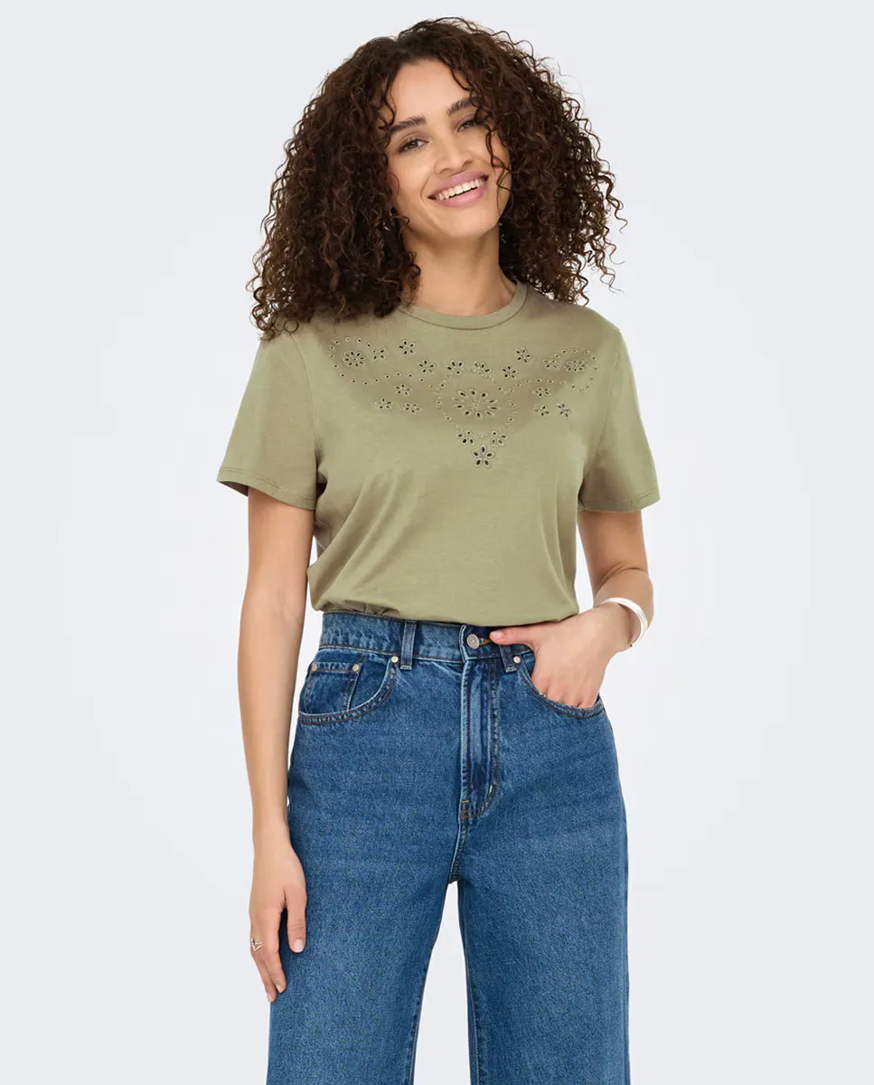 

Женская футболка с коротким рукавом и круглым вырезом jdy, темно-зеленый