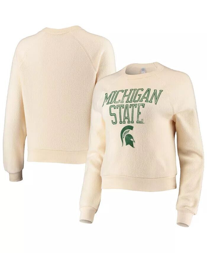 

Женский кремовый рваный свитшот Michigan State Spartans Eco-Teddy Baby Champ Tri-Blend Alternative Apparel