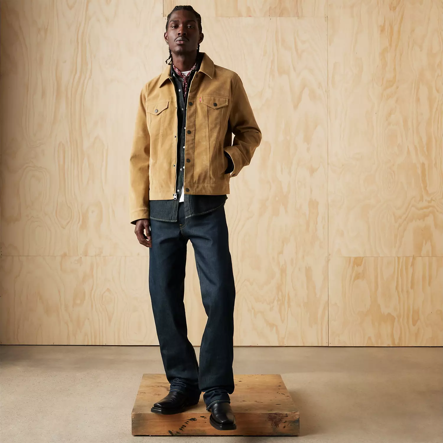 

Винтажная куртка дальнобойщика из искусственной коровьей замши Levi's, коричневый