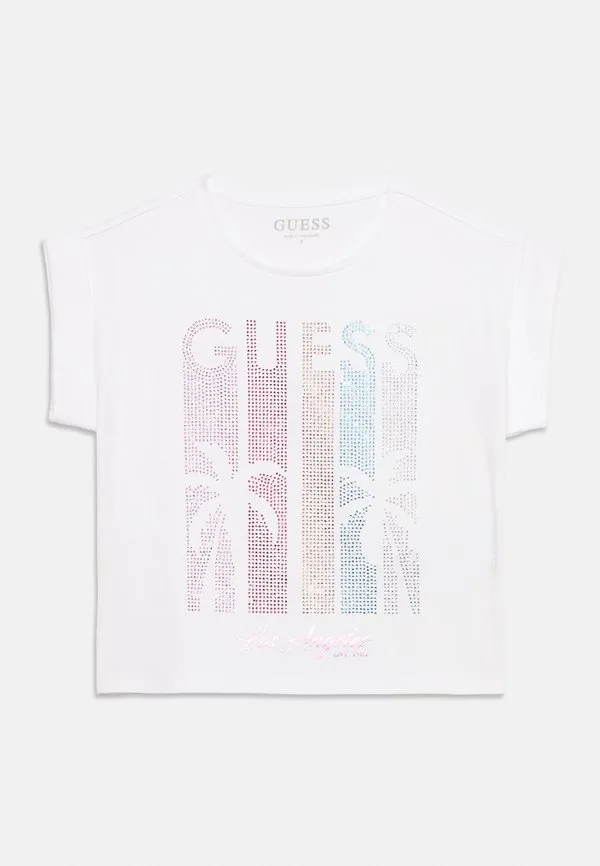 Детская футболка миди свободного кроя с принтом Guess, Pure White — фото 3