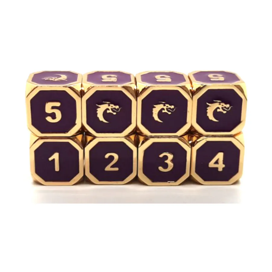 

Набор d6 — фиолетовый с золотом (8), Metal Dice - Elven Forged