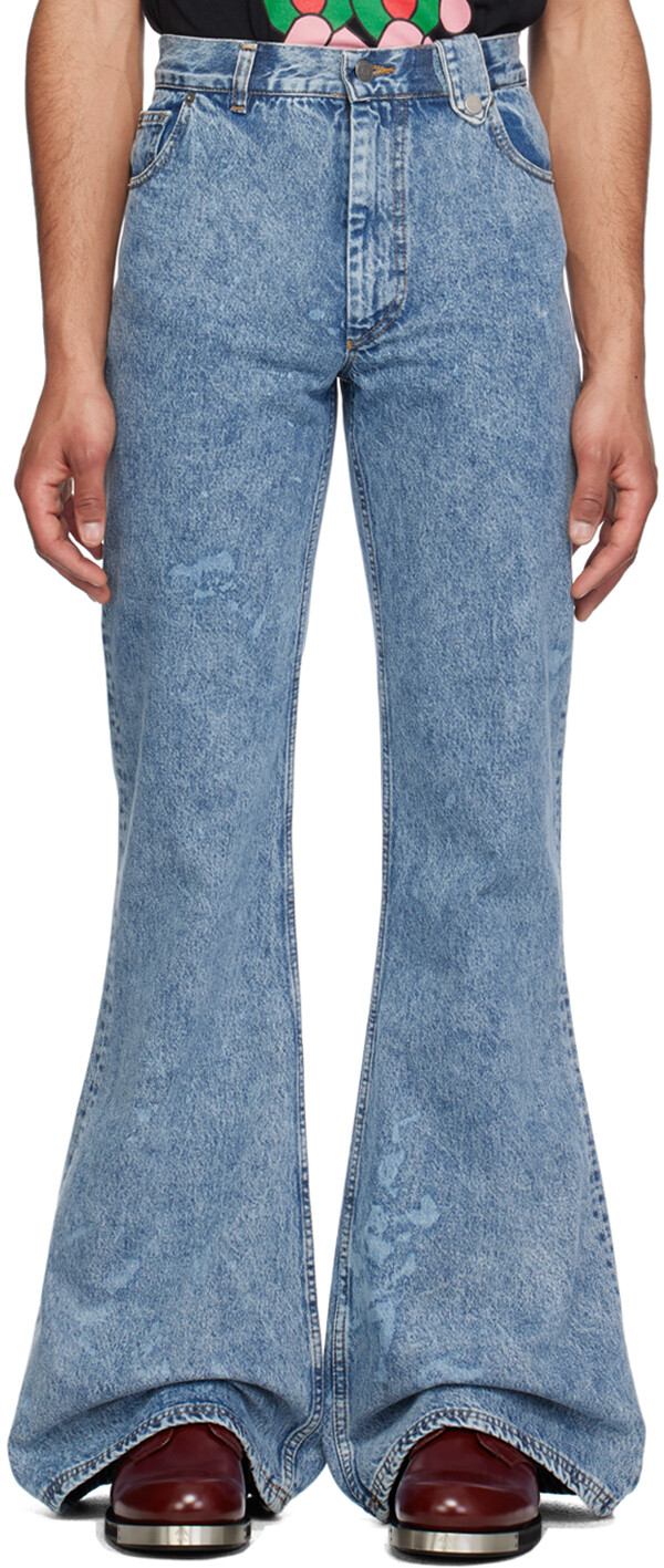 

Синие широкие джинсы EGONlab, Blue acid washed