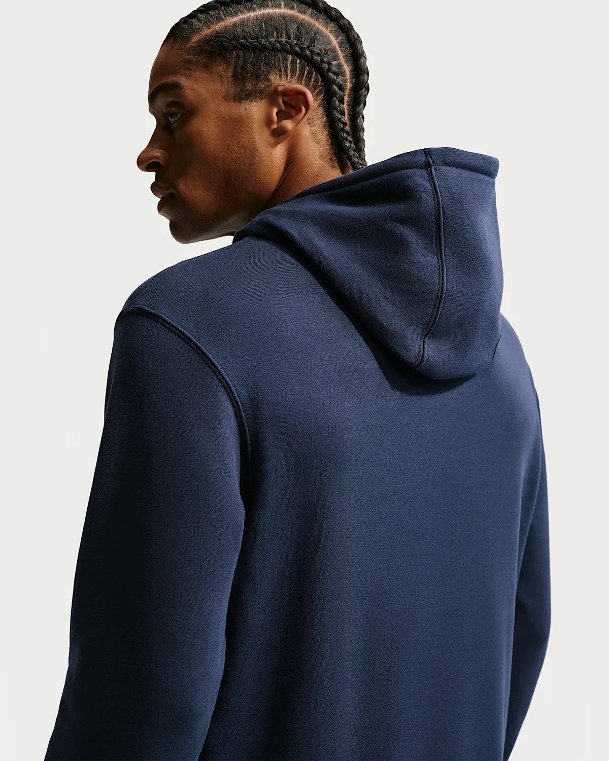 Мужская флисовая худи-пуловер Nike Club, Obsidian/Obsidian/White — фото 2