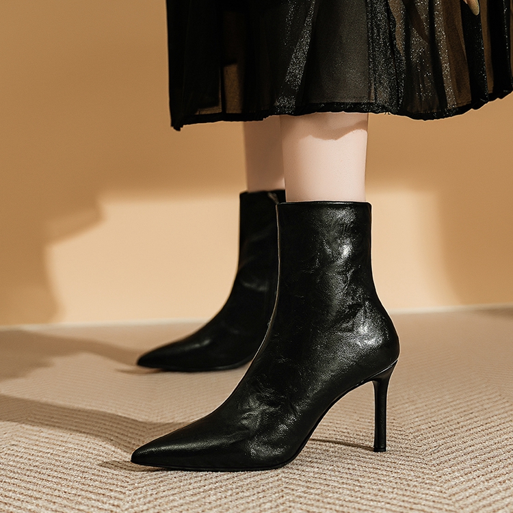Li Ke Женские черные полусапожки на каблуке 6 см без подкладки, цвет Black Unlined 6CM Heel Height — фото 2