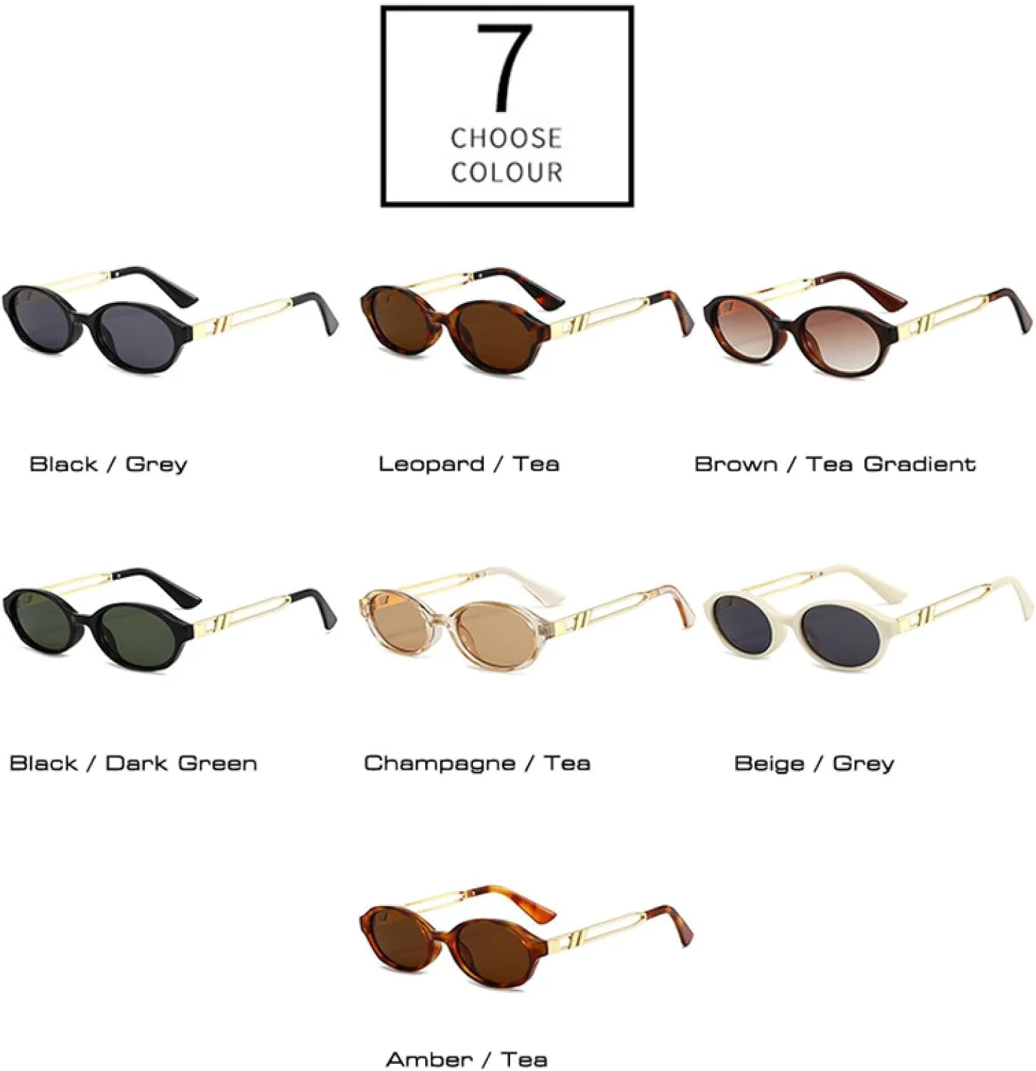 

Женские солнцезащитные очки овальной формы с защитой от УФ-излучения UV400, мужские солнцезащитные очки в стиле панк, чайно-зеленого цвета DSVIGF, Black Grey