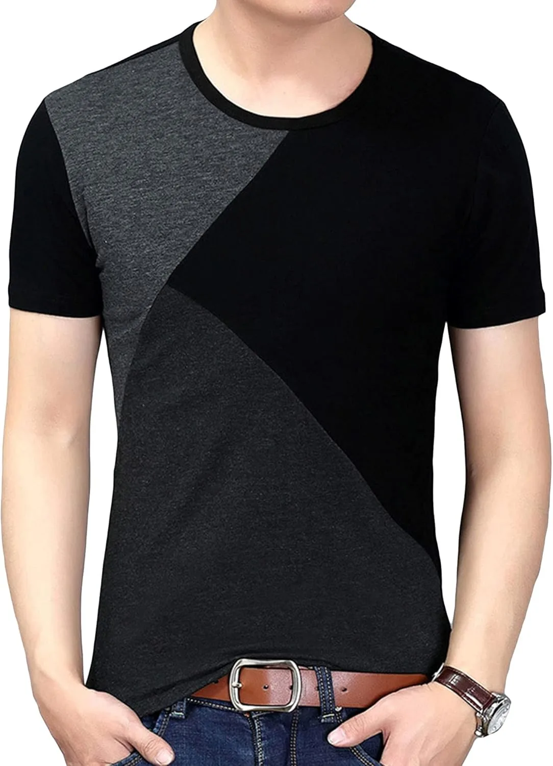 

Мужская футболка с цветными блоками и полосками