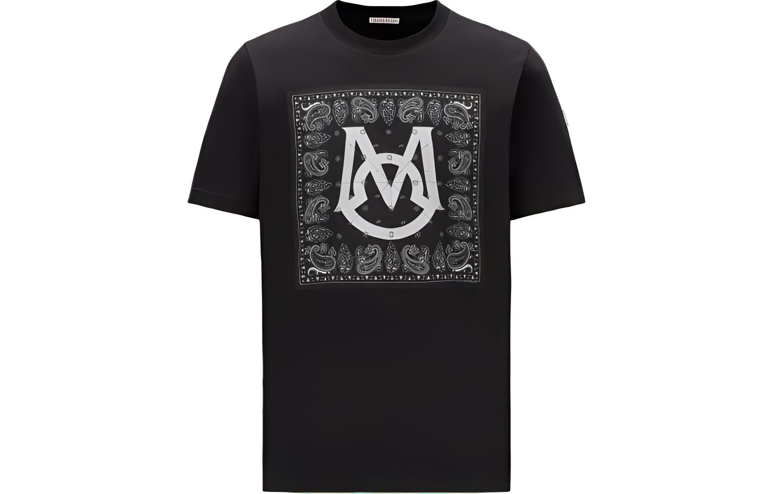 

Moncler Мужская черная футболка с круглым вырезом, умеренно прямой крой, Черный, Moncler Мужская черная футболка с круглым вырезом, умеренно прямой крой