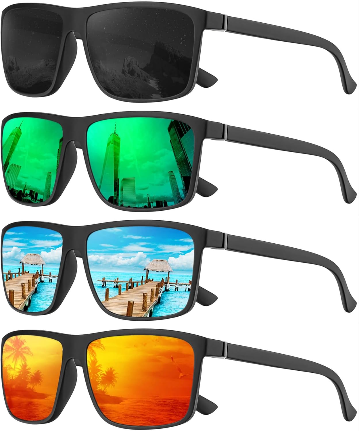 

Солнцезащитные очки KALIYADI Polarized Mens Sun-Glasses Sunglasses-Men: классические солнцезащитные очки с защитой от УФ-излучения для рыбалки, вождения, гольфа, Black/Red/Ice Blue/Green