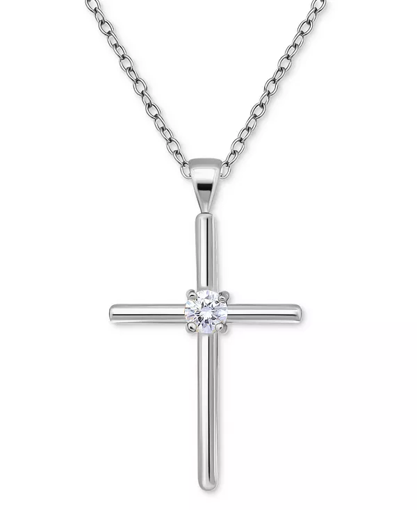 

Ожерелье с подвеской-крестом из кубического циркония (3/8 карата) из стерлингового серебра, 16 дюймов + 2 дюйма (удлинитель) Giani Bernini, silver