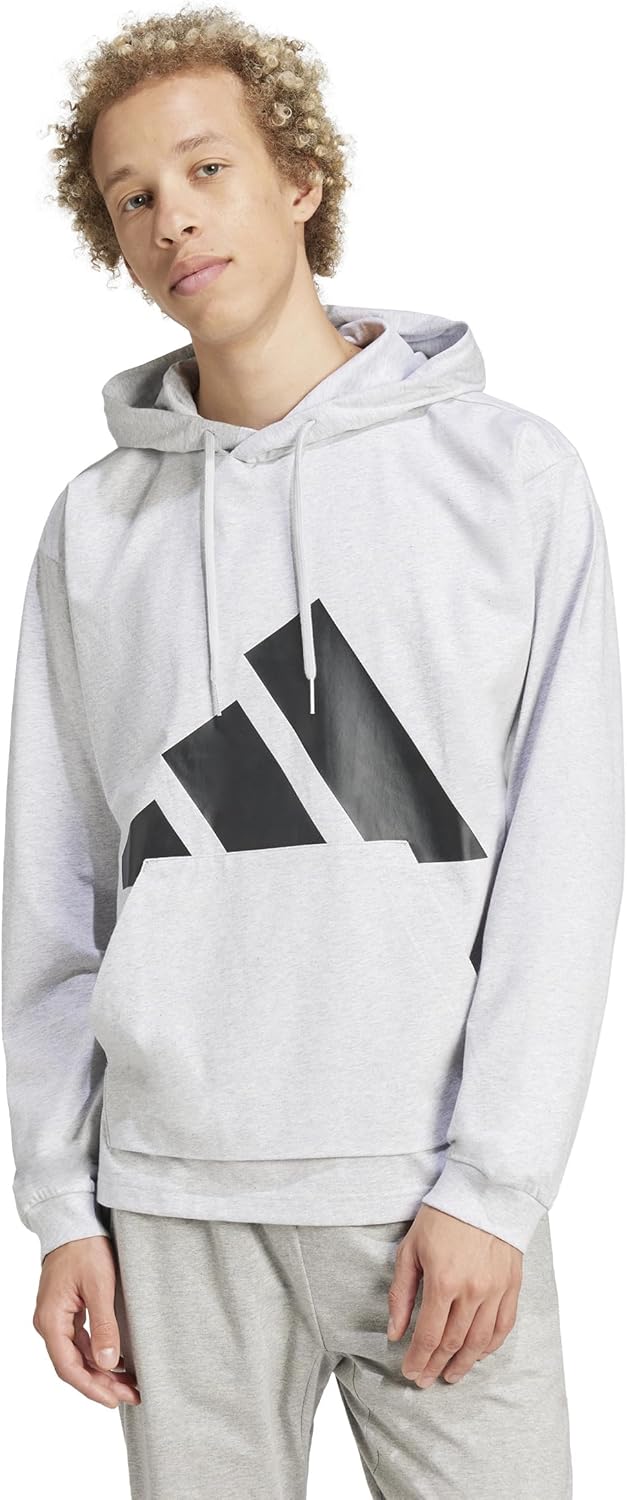 

Худи Essentials с большим логотипом, однослойная трикотажная толстовка KTF16, мужская Adidas, светло-серый меланж/черный