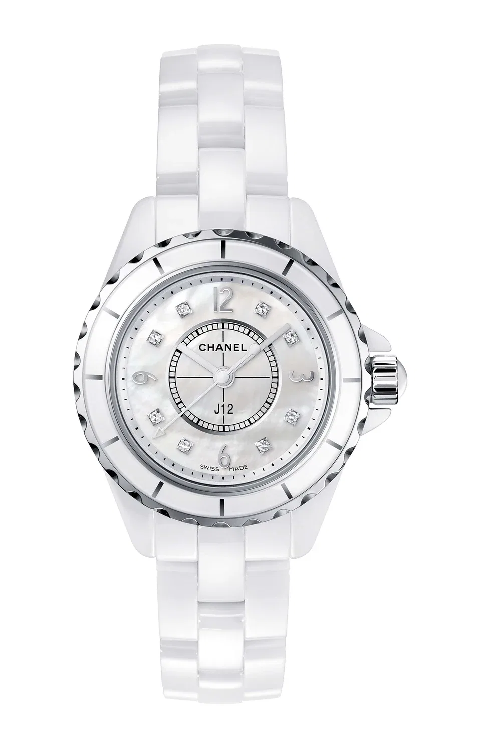 БЕЛЫЙ ЦИФЕРБЛАТ ИЗ МАТЕРИ-ЖЕМЧУЖИНЫ С ДИАМАНТОВЫМИ МЕТКАМИ - H2570 CHANEL, черный
