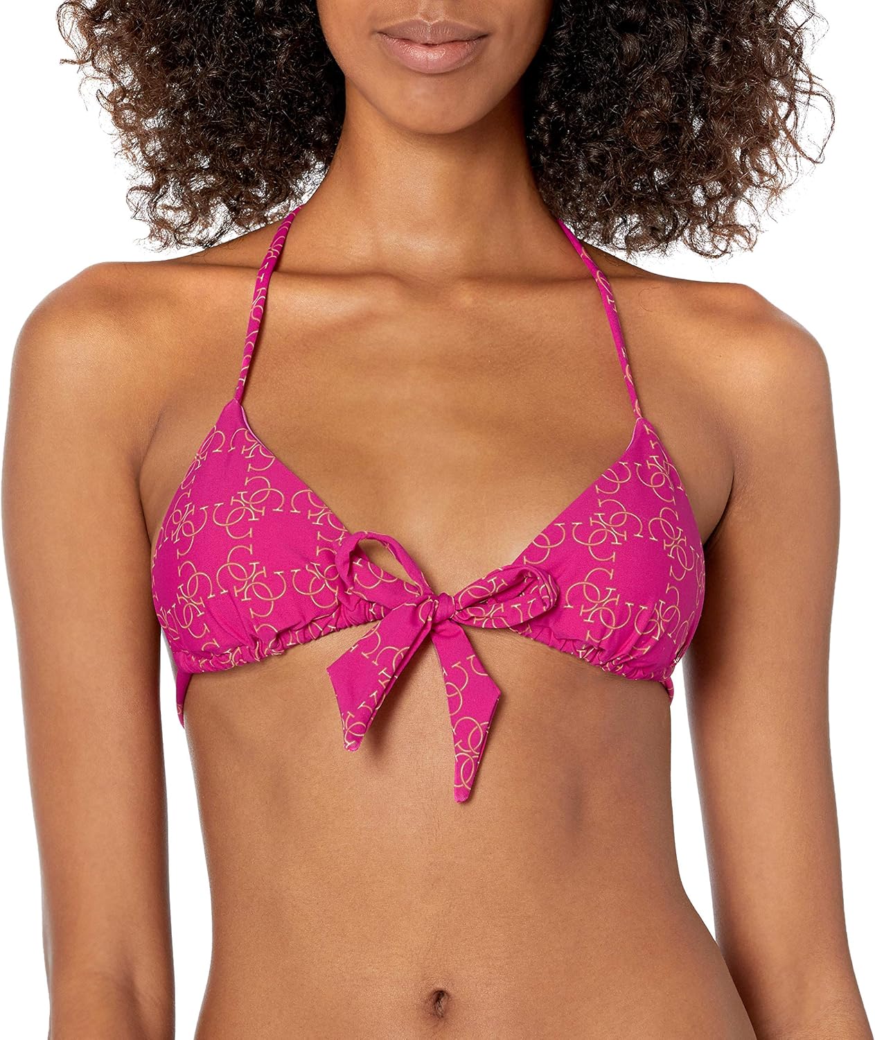 

Женский стандартный бикини-топ GUESS со съемными чашечками и завязками-шнурками, с принтом по всей поверхности, Washed Out Pink