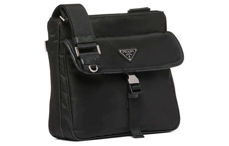 PRADA Коллекция сумок Re Nylon Saffiano Leather, плечевая сумка из переработанного нейлона, мужская, черная — фото 2