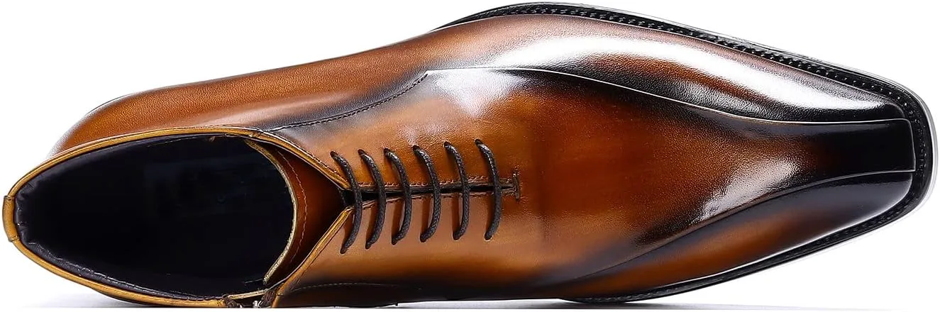 Мужские ботинки Santimon Oxfords, формальные, из натуральной кожи, с гладким носком, на щиколотке, мужская мода, деловой стиль, повседневная одежда, на свадьбу, выпускной, под смокинг, комфортные западные ботинки на шнуровке, коричневый — фото 2