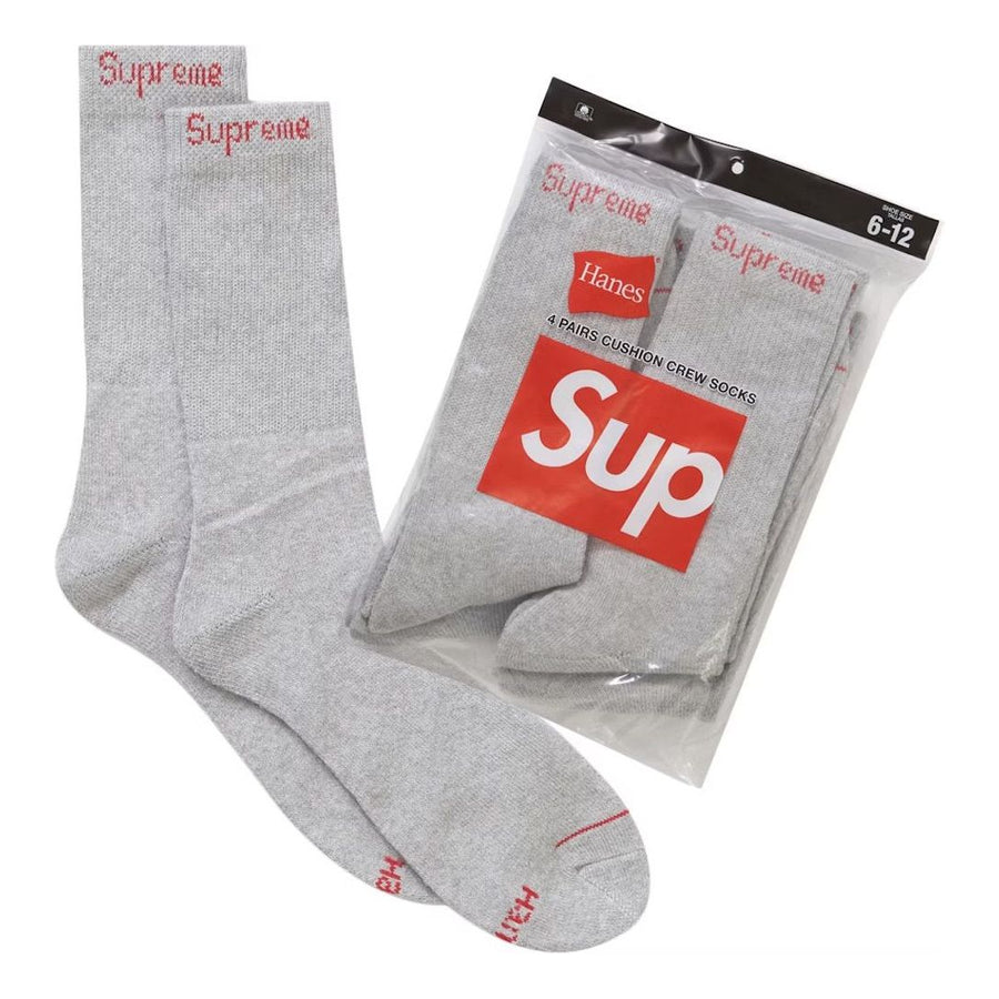 

Носки Supreme Hanes Crew Socks 4 Pack SS24 'Heather Grey', серый