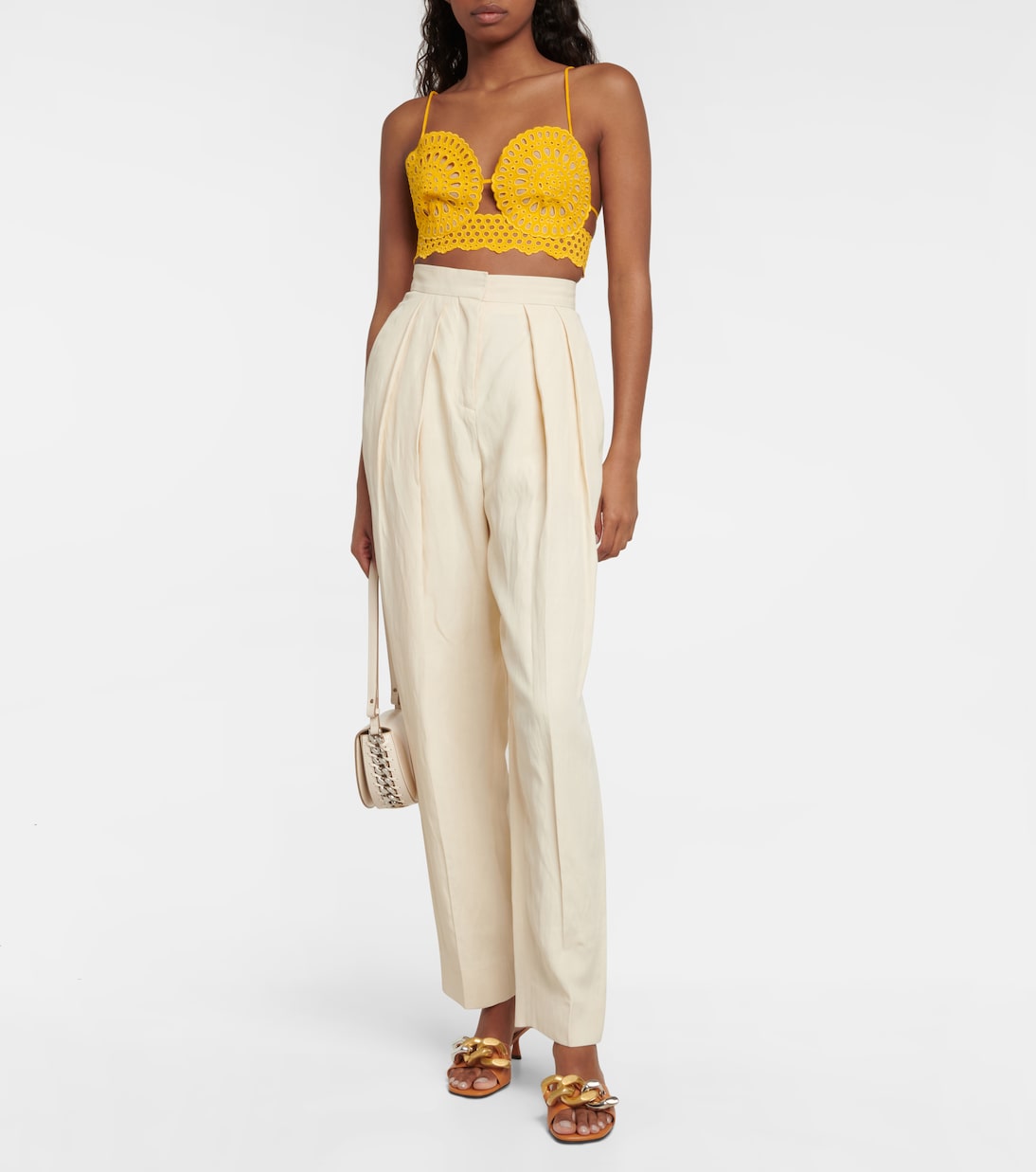 Укороченный топ с вышивкой англез Stella McCartney, Sunflower — фото 2