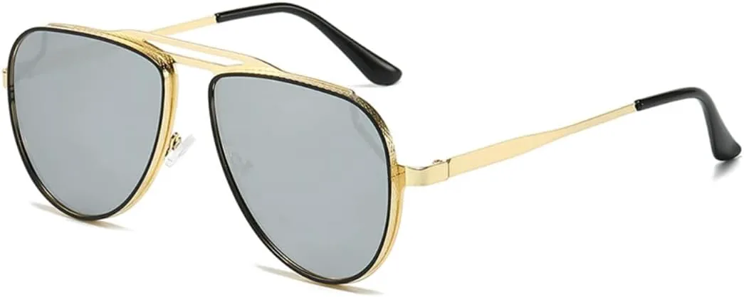 

Ретро металлические солнцезащитные очки для женщин, модные, с градиентным зеркальным покрытием, защита от УФ-излучения UV400 для мужчин TOIPASTN, Golden Silver Mirror