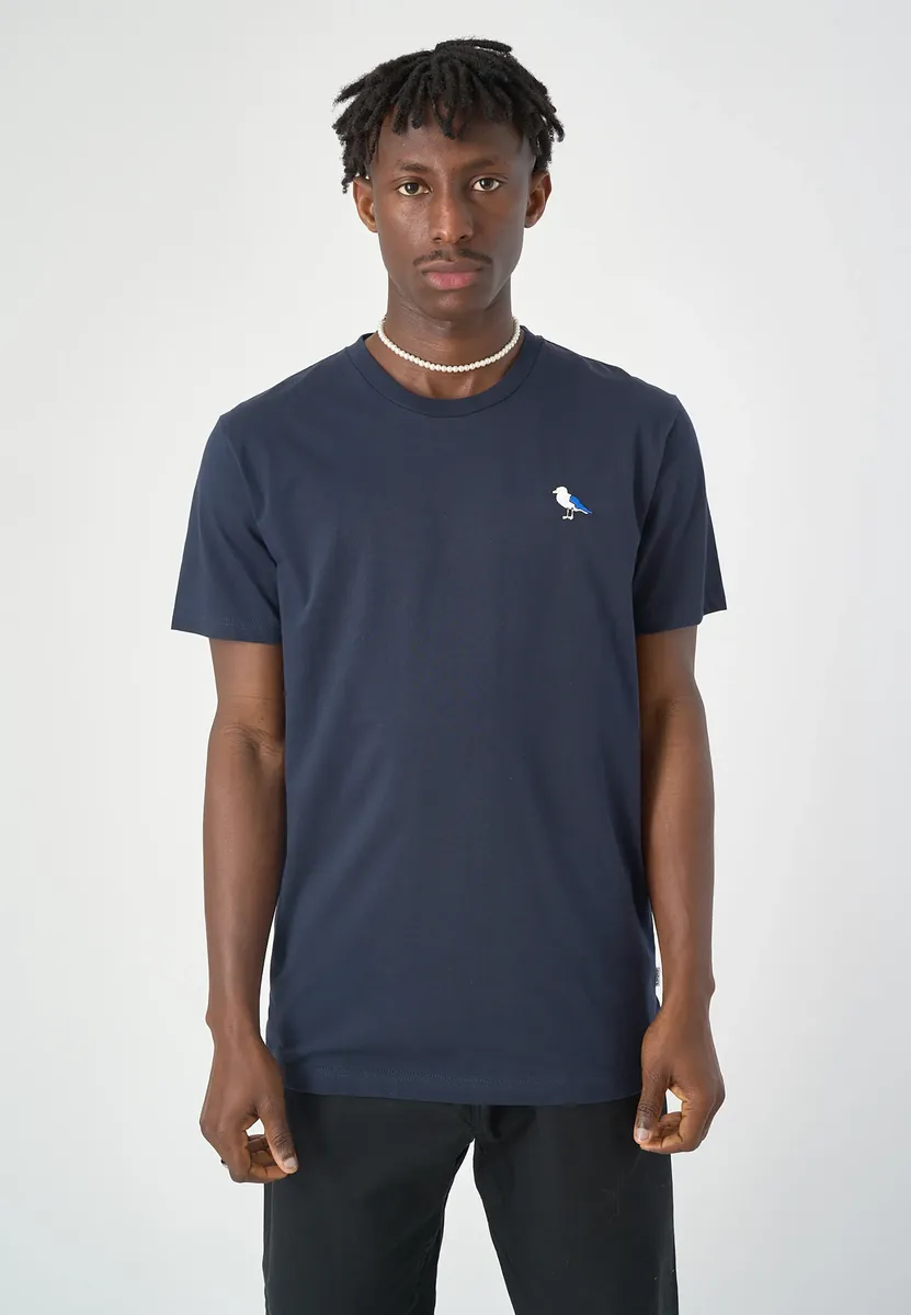 

Футболка Cleptomanicx "Эмбро Чайка" с вышивкой Чайка, синий