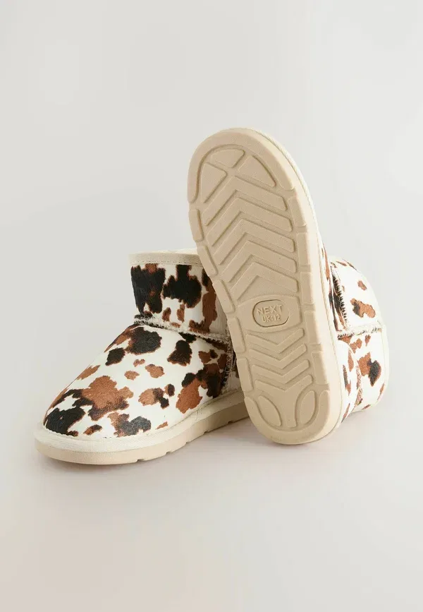 Детские ботинки Next, Standard fit water repellent pull on baby shoes, коричнево-кремовый коровий принт — фото 2