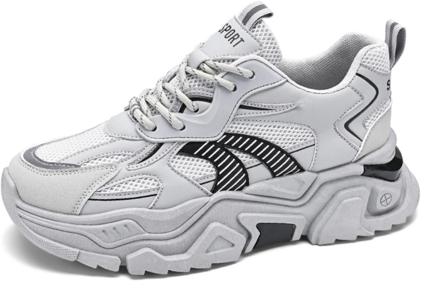 

Мужские дышащие прогулочные кроссовки для спортзала, модные беговые кроссовки, шнуровка, повседневные, комфортные для работы и тенниса Khwfjas, серый