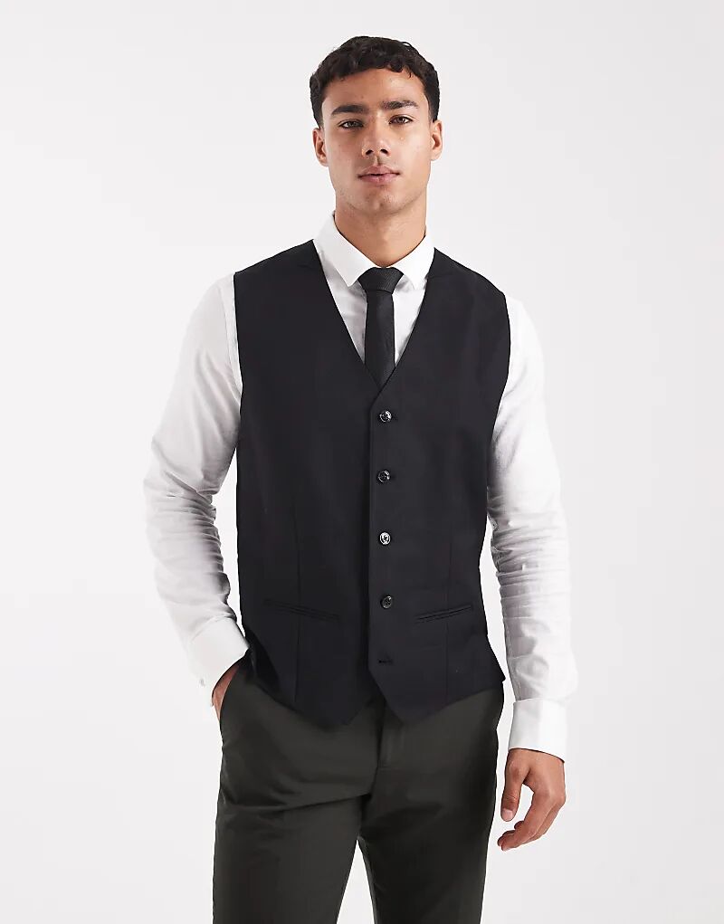 

Жилет Jack & Jones облегающего кроя из шерстяной смеси черного цвета