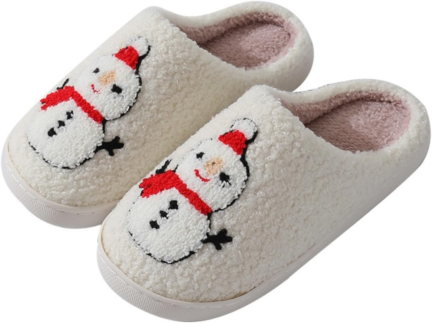 

Рождественские тапочки для женщин и мужчин, зимние пушистые уютные домашние тапочки для женщин, удобная обувь для дома и улицы Generic, белый