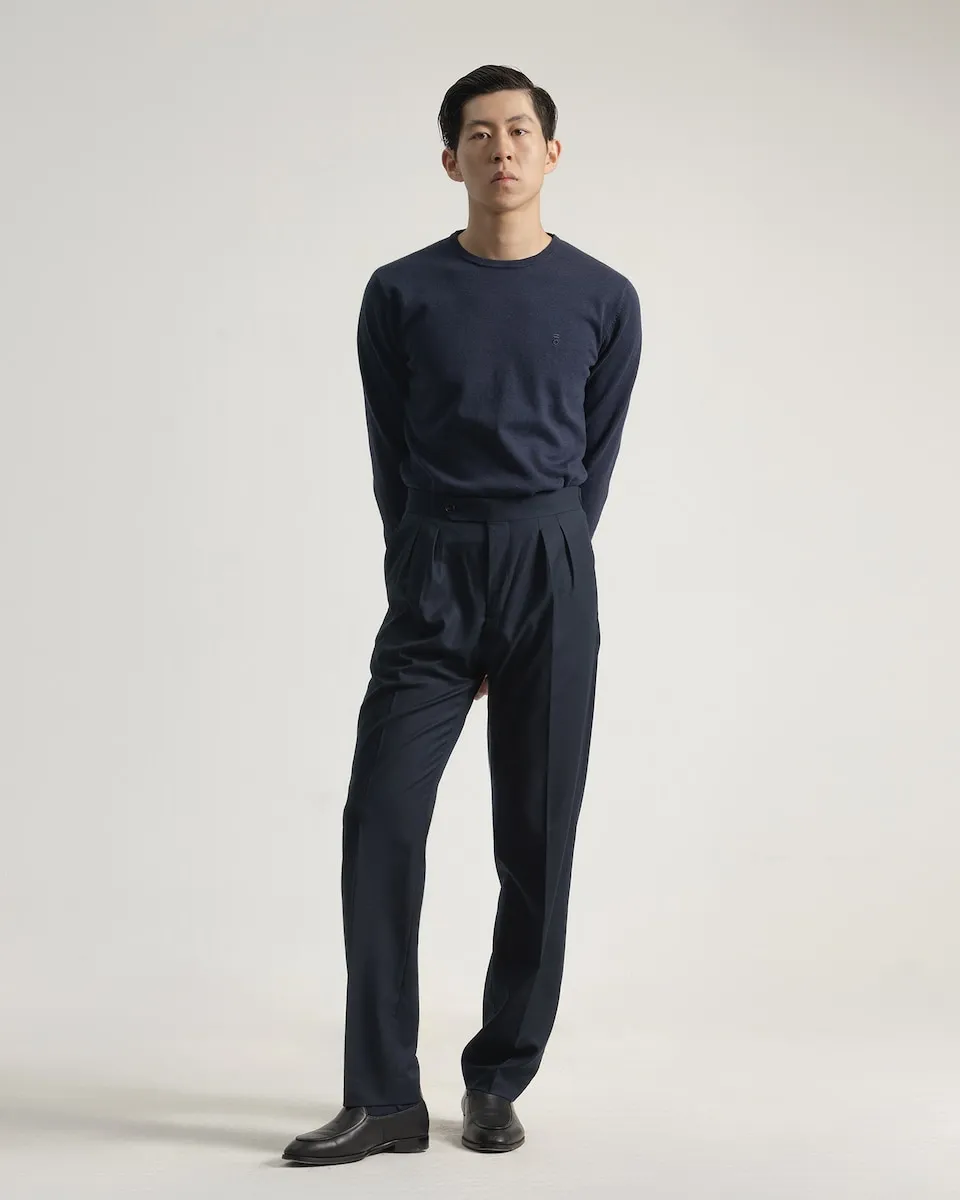 

Мужские брюки с высокой талией и свободным кроем темно-синего цвета PuroEgo