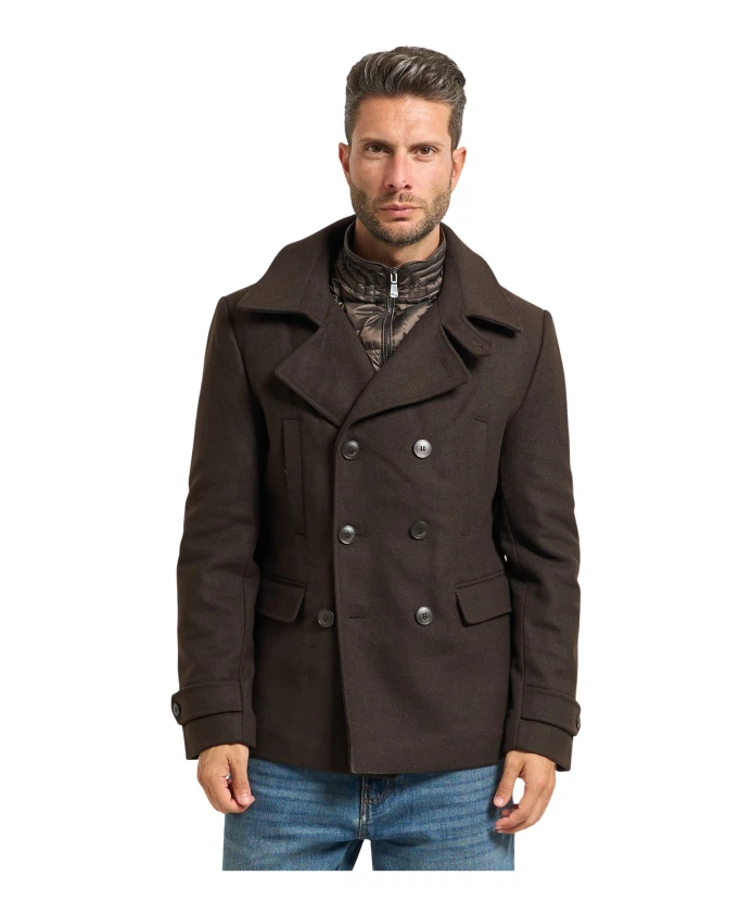 

Двубортный жакет из коричневой шерстяной смеси Yes Zee, коричневый