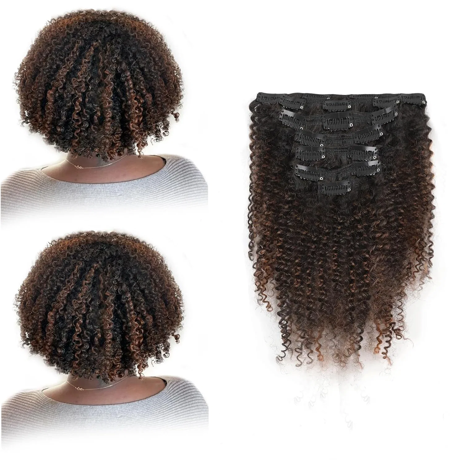 Накладные волосы на заколках «Kinky Curly» 35 см от Sixstarhair Sixstarhair, Kinky Curly (#1Bt1Bp4)
