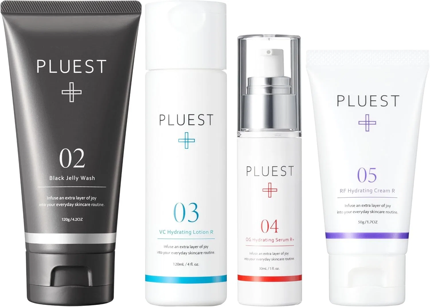 Набор для ухода за кожей Black Jelly Wash OG Hydrating Serum R+ VC Hydrating Lotion R RF Hydrating Cream R PLUEST 4 предмета