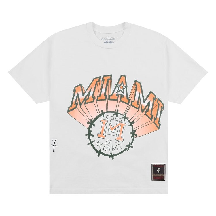 

Футболка Cactus Jack By Travis Scott Cactus Jack by Travis Scott x Mitchell & Ness University Of Miami Handdrawn Tee, белый