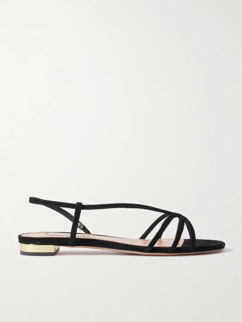 Босоножки на ремешках из замши Aquazzura Talk To Me, черный