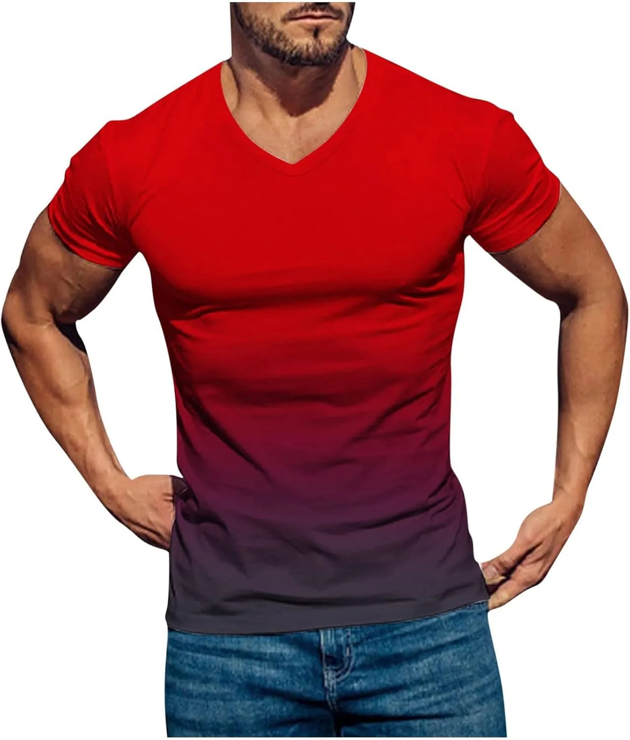 

Футболка Muscularfit V-образный вырез короткий рукав градиент