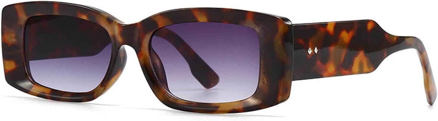 

Модные прямоугольные женские солнцезащитные очки класса люкс в стиле ретро, ​​конфетные цвета, прозрачный градиент; мужские солнцезащитные очки с широкими дужками и заклепками VVTWSSW, Leopard Grey