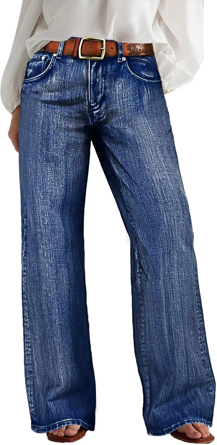 

Flamingals широкие джинсы для женщин, мид-уэст, потертые, без пояса