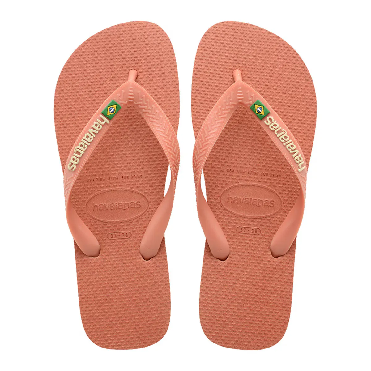 Шлепанцы Hav унисекс. Розовая глина с логотипом Бразилии 412 Havaianas, розовый