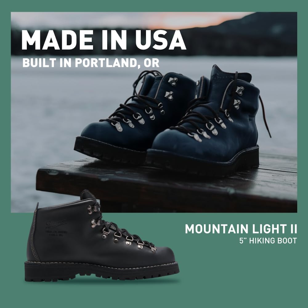 Мужские водонепроницаемые походные ботинки Danner Mountain Light II 5” с мембраной Gore-Tex, прочной полноценнозернистой кожей, дышащей защитой Gore-Tex и подошвой с хорошим сцеплением, черный — фото 2