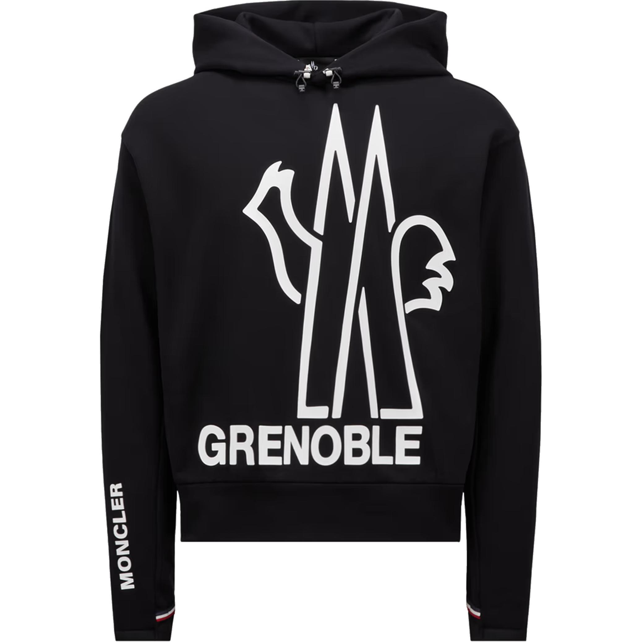 

Худи с принтом логотипа на шнурке Moncler Grenoble, черный