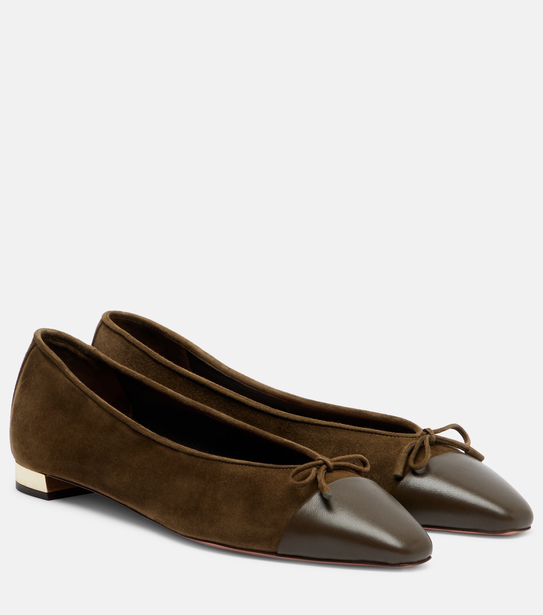Балетки Gioia из замши и кожи Aquazzura, Moss Green