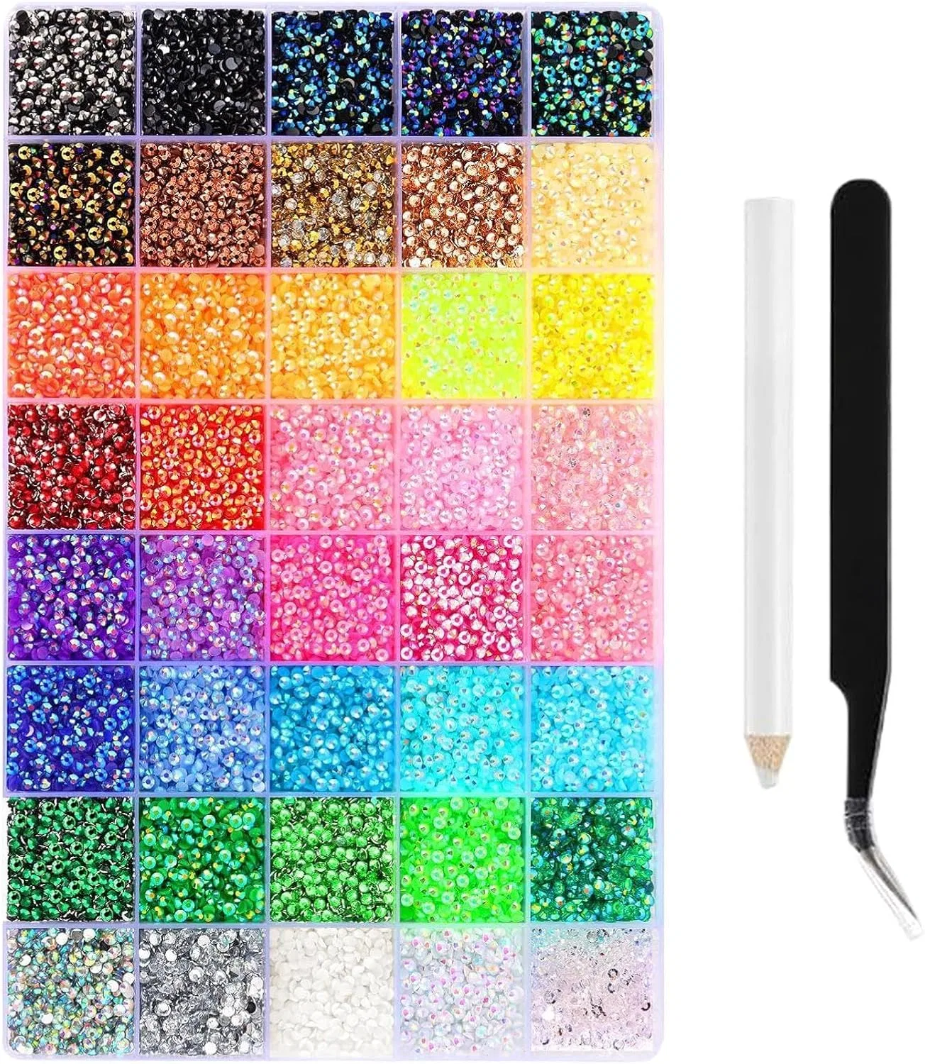 Набор из 32000 страз для ногтей Jelly Rhinestones 3 мм, 40 цветов Generisch
