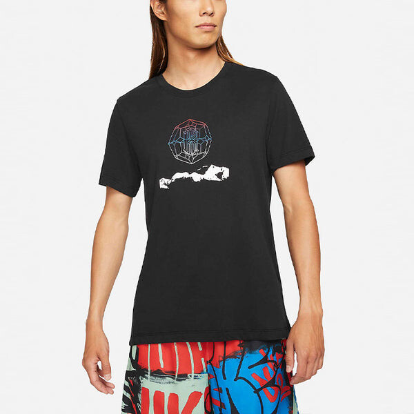 Футболка Nike SS22 Logo Printing Sports Round Neck Short Sleeve Black, черный — фото 4