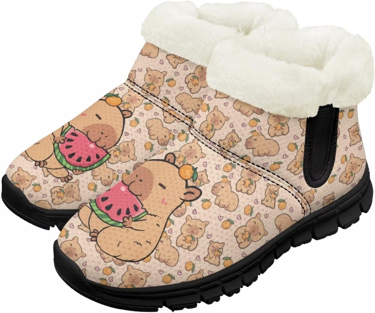 

Детские зимние сапоги для девочек, водонепроницаемые, противоскользящие, для холодной погоды, с искусственным мехом, походные ботинки Goronwyfloyd, Capybara Watermelon