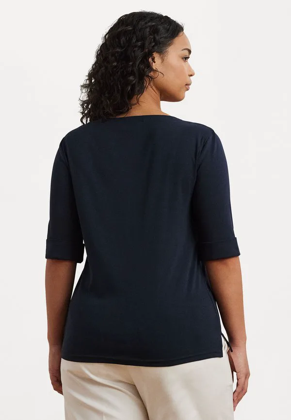

Хлопковая футболка с вырезом-лодочкой, базовая футболка Lauren Ralph Lauren Woman, Navy, Синий, Хлопковая футболка с вырезом-лодочкой, базовая футболка Lauren Ralph Lauren Woman, Navy