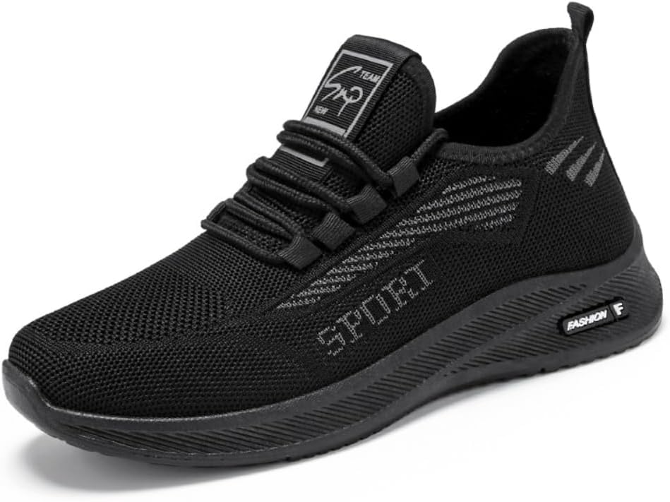 

Мужские прогулочные кроссовки для улицы и дома, ультралегкие, для бега и повседневной носки, слипоны, для тренировок и тенниса, дышащие с сеткой, удобные Qacksv, черный/серый