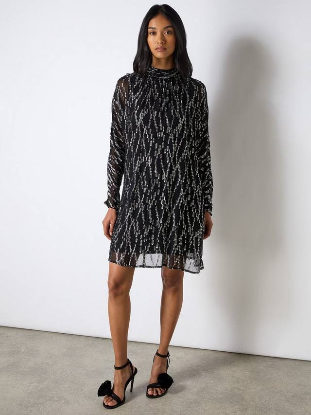 

Миниатюрное мини-платье с замочной скважиной из фольги Ro&Zo, цвет Black/Silver