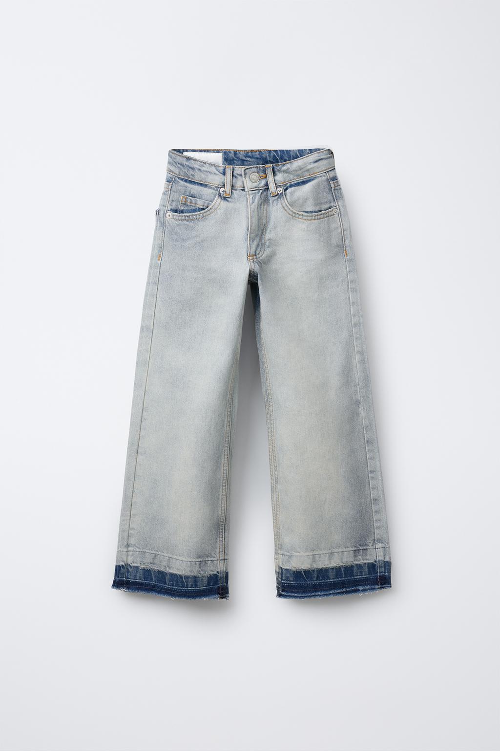 

Расклешенные джинсы с необработанными краями ZARA, синий