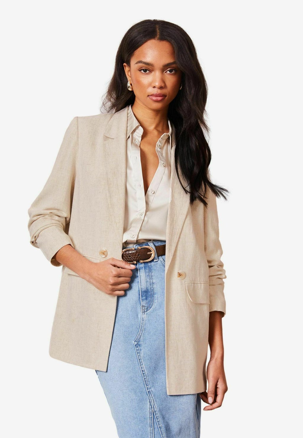 

Длинное пальто LONGLINE TAILORED Lipsy, бежевый
