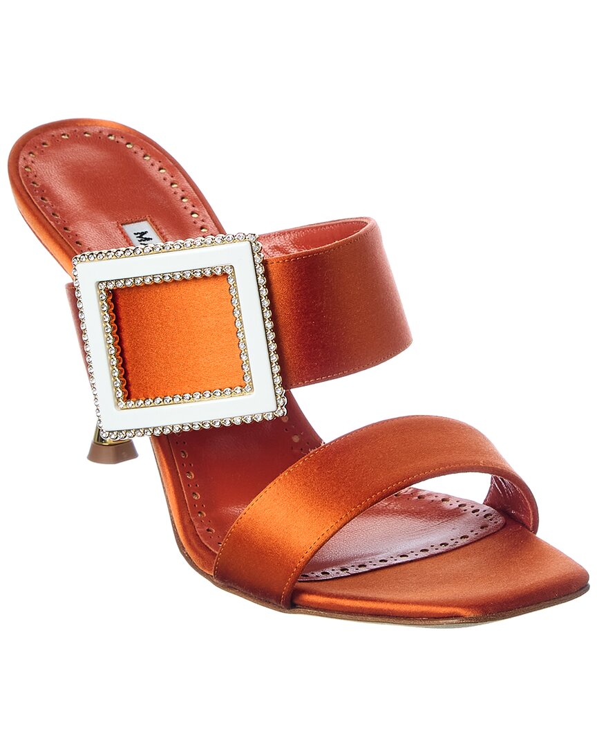Manolo Blahnik Tuliaba 90 Satin Sandal, оранжевый