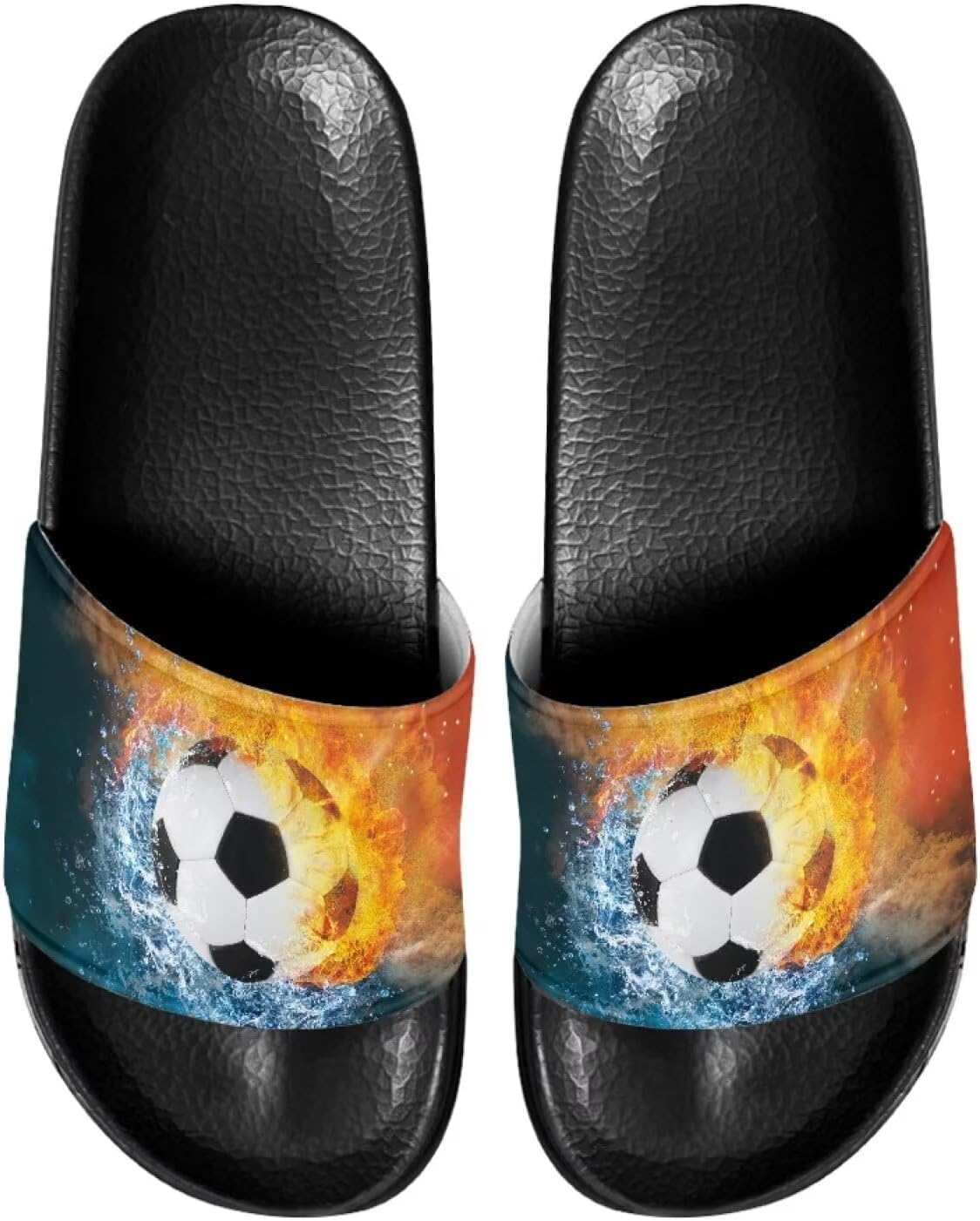 

Женские тапочки JUDENTIDOS с открытым носком, нескользящей подошвой, однотонной застежкой и мягкой плоской подошвой, Fire and Water Football