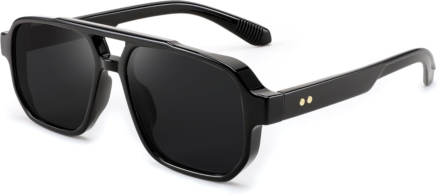 

Солнцезащитные очки FEISEDY Retro Square Aviator для женщин и мужчин, винтажные прямоугольные очки 70-х годов с защитой от УФ-излучения UV400, артикул B9120, Black Frame Black Lens